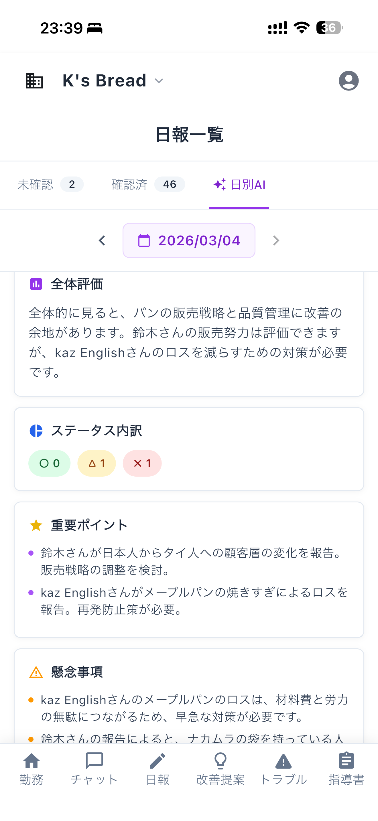 AIサマリー画面